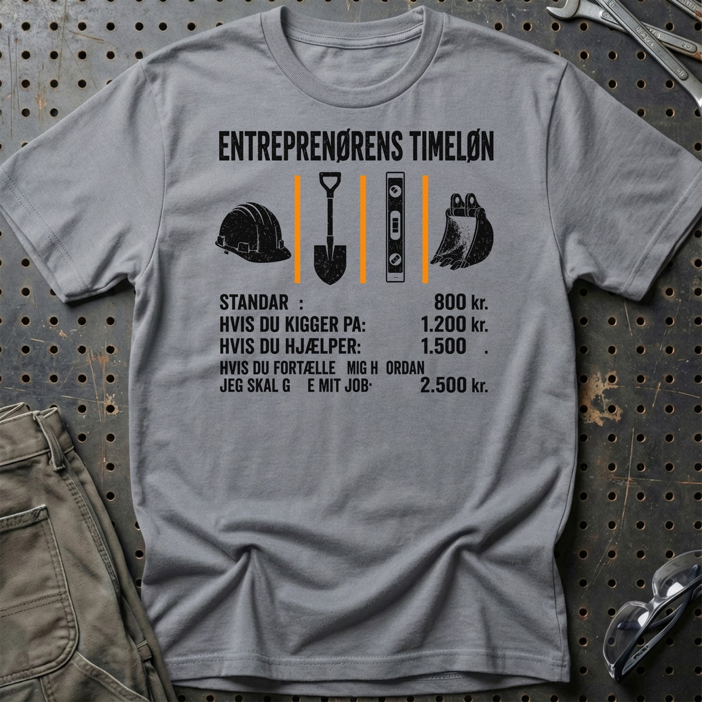 Entreprenørens Timeløn - Unisex T-Shirt , Bomuld