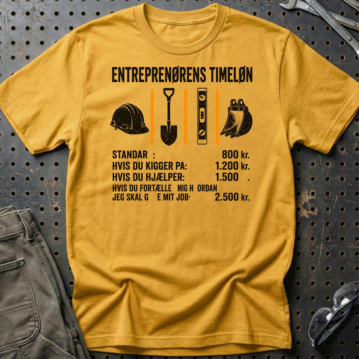 Entreprenørens Timeløn - Unisex T-Shirt , Bomuld