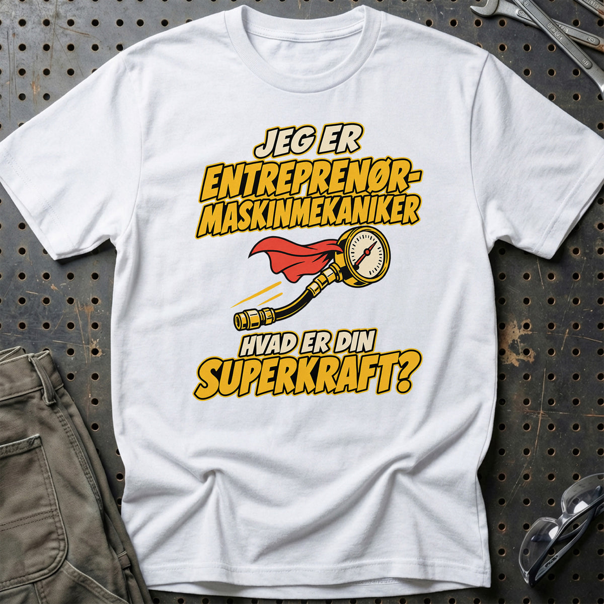 
Entreprenørmaskinmekaniker – Hvad er din superkraft? – Unisex T-Shirt – Hvid