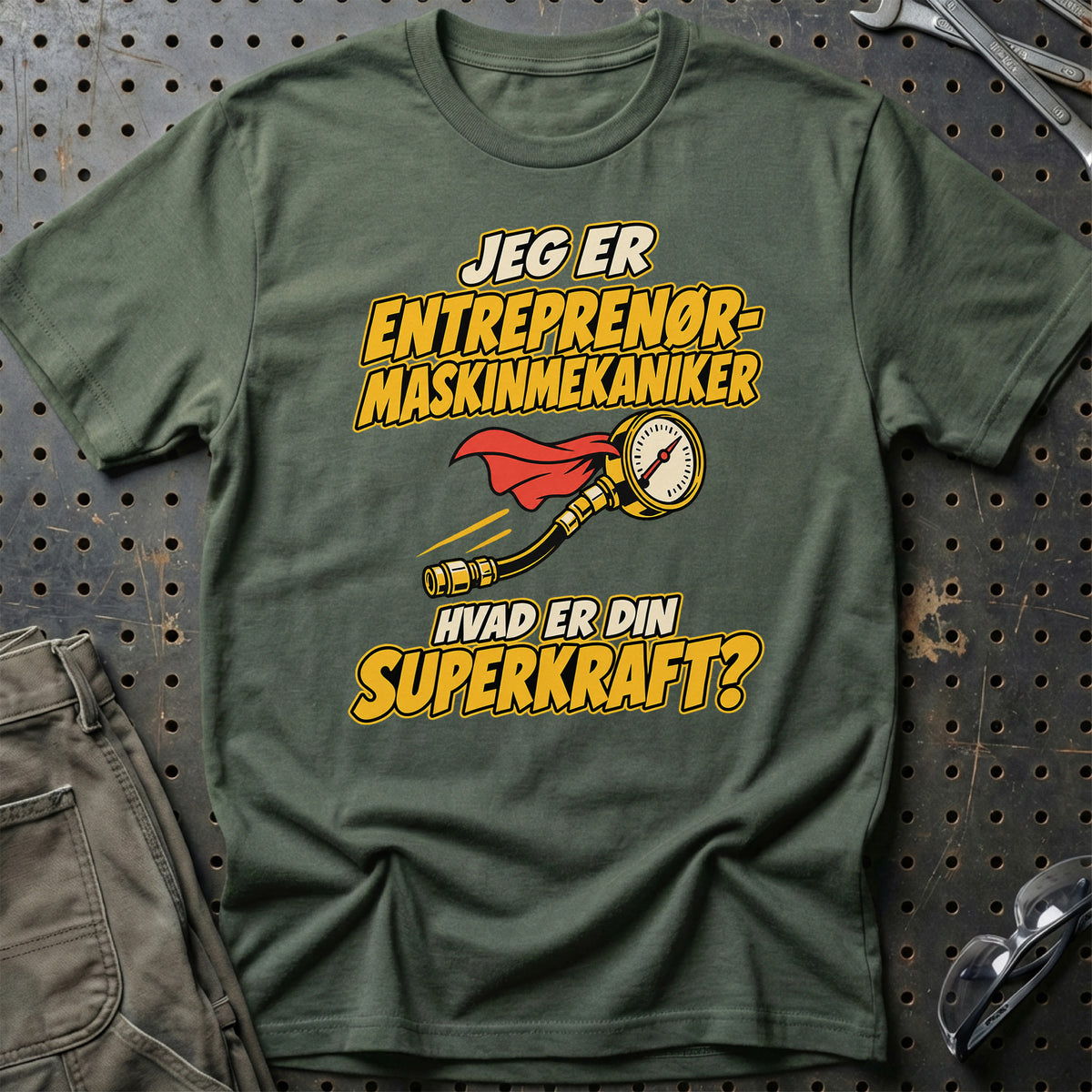 
Entreprenørmaskinmekaniker – Hvad er din superkraft? – Unisex T-Shirt – Grøn Militær