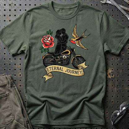 Eternal Journey - Unisex T-Shirt , Bomuld-Beklædning-Garage Culture-Grøn Militær-S-Garage Culture Shop- garage - man cave - merchandise