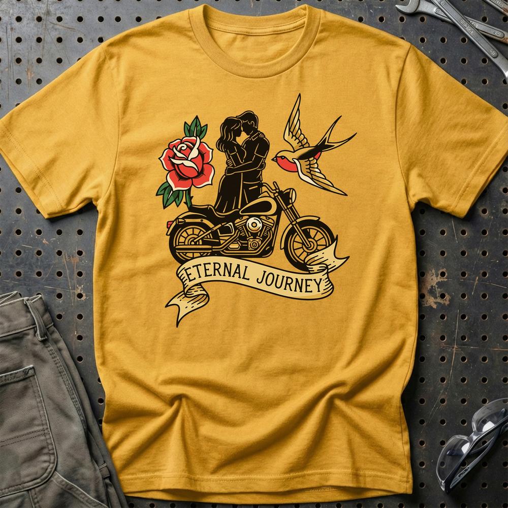 Eternal Journey - Unisex T-Shirt , Bomuld-Beklædning-Garage Culture-Guld-S-Garage Culture Shop- garage - man cave - merchandise