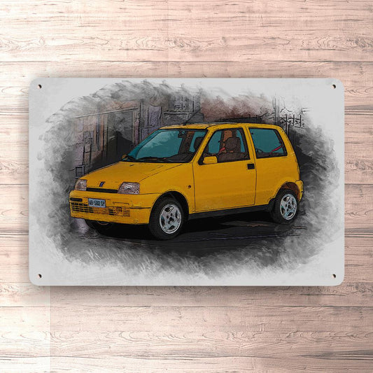 FIAT CINQUECENTO SPORTING 1994 Skilte, Musemåtte, Dørmåtte , Plakat-Skilte-Fiat-Garage Culture Shop- garage - man cave - merchandise