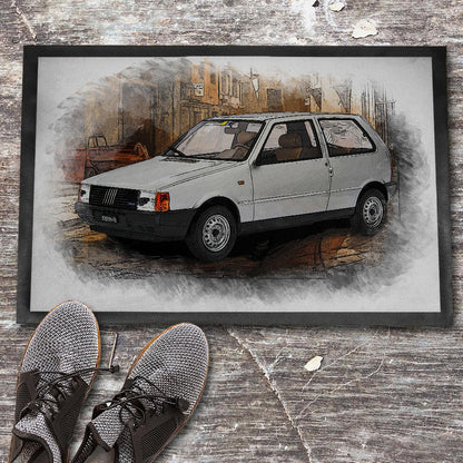 FIAT UNO 45 1983 Skilte, Musemåtte, Dørmåtte , Plakat-Skilte-Fiat-Garage Culture Shop- garage - man cave - merchandise