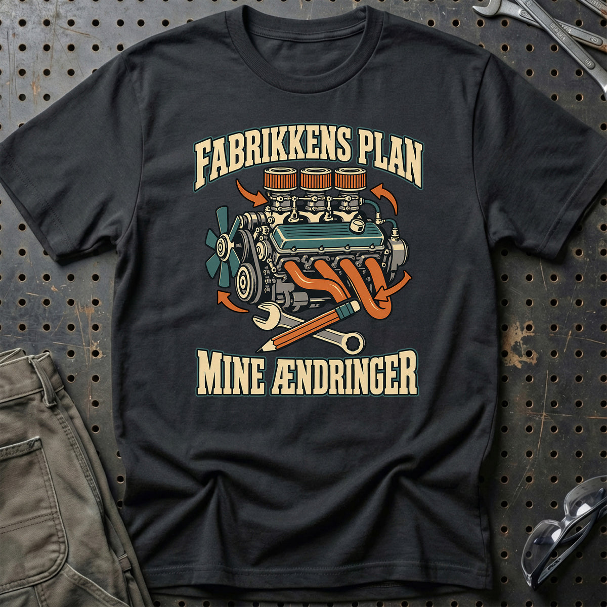 
Fabrikkens plan – Mine ændringer – Farvet motiv – Unisex T-Shirt – Sort