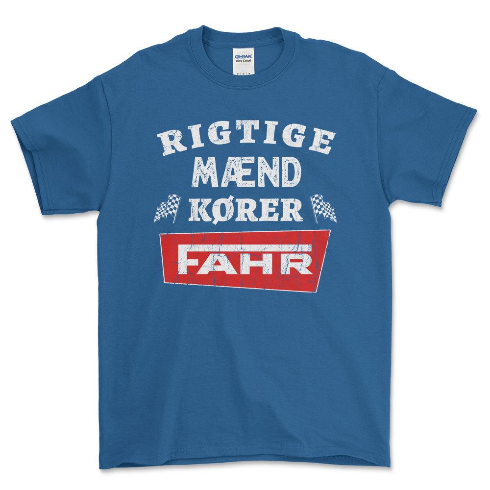Fahr Rigtige Mænd Kører - Unisex T-Shirt , Bomuld-Beklædning-Fahr-Blå Royal-S-Forside-Garage Culture Shop- garage - man cave - merchandise