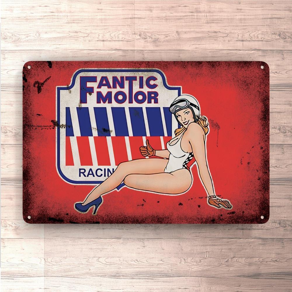 Fantic Motor Pin-Up Vintage Skilte, Musemåtte, Dørmåtte , Plakat-Skilte-Fantic-Garage Culture Shop- garage - man cave - merchandise