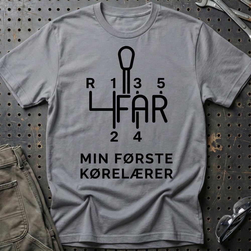 Far. Min Første Kørelærer T-Shirt-Beklædning-Garage Culture-Grå Sport-S-Garage Culture Shop- garage - man cave - merchandise