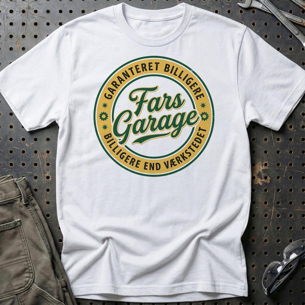 Fars Garage Billigere End Værkstedet T-Shirt-Beklædning-Garage Culture-Hvid-S-Garage Culture Shop- garage - man cave - merchandise