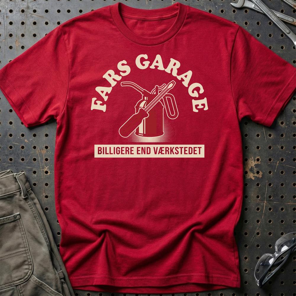 Fars Garage Billigere End Værkstedet T-Shirt-Beklædning-Garage Culture-Rød-S-Garage Culture Shop- garage - man cave - merchandise