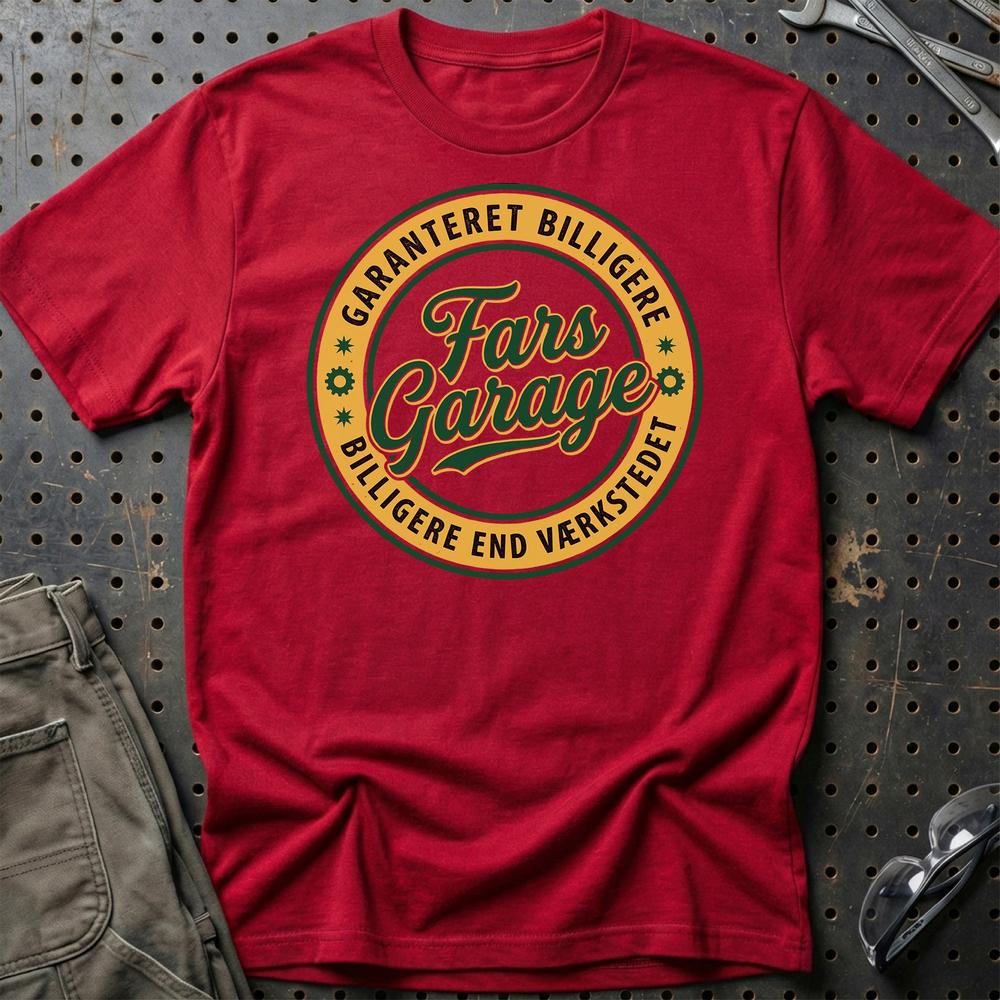Fars Garage Billigere End Værkstedet T-Shirt-Beklædning-Garage Culture-Rød-S-Garage Culture Shop- garage - man cave - merchandise