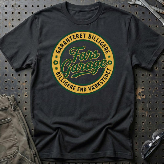 Fars Garage Billigere End Værkstedet - Unisex T-Shirt , Bomuld-Beklædning-Garage Culture-Sort-S-Garage Culture Shop- garage - man cave - merchandise