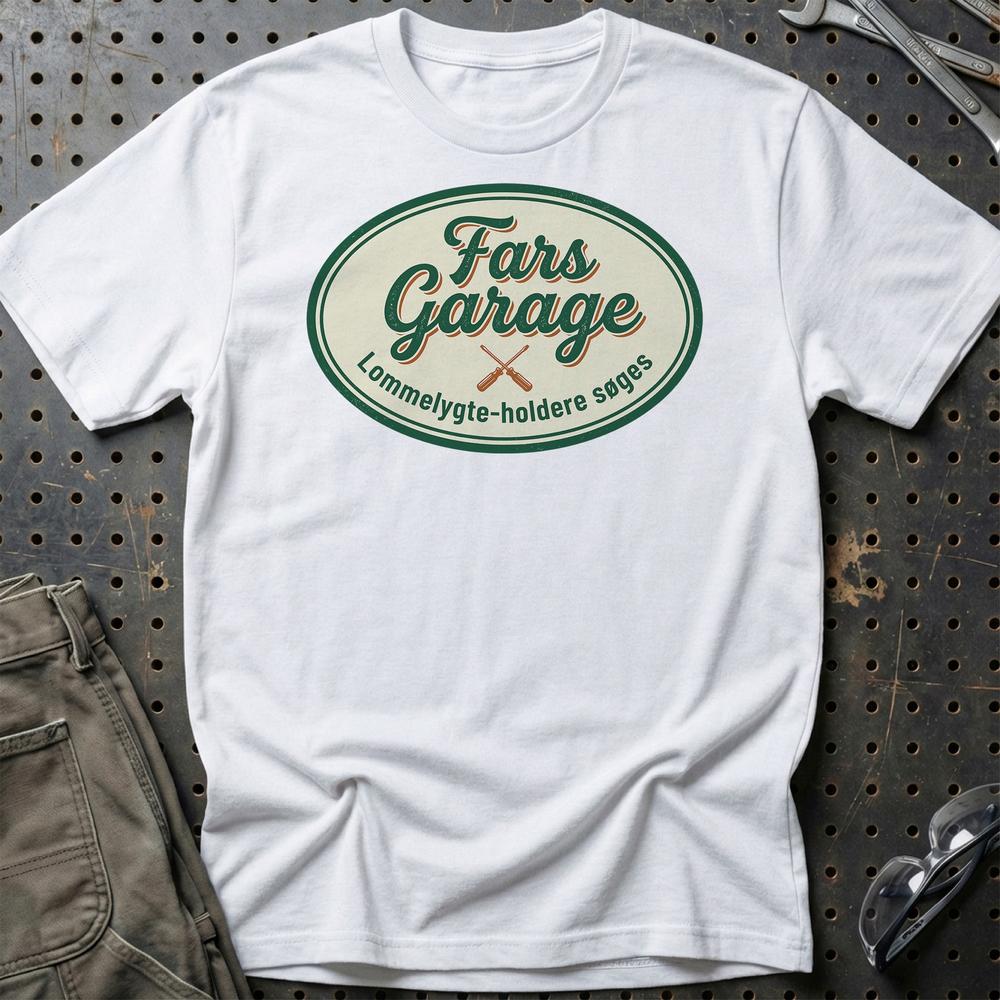 Fars Garage Lommelygte holdere søges T-Shirt-Beklædning-Garage Culture-Hvid-S-Garage Culture Shop- garage - man cave - merchandise