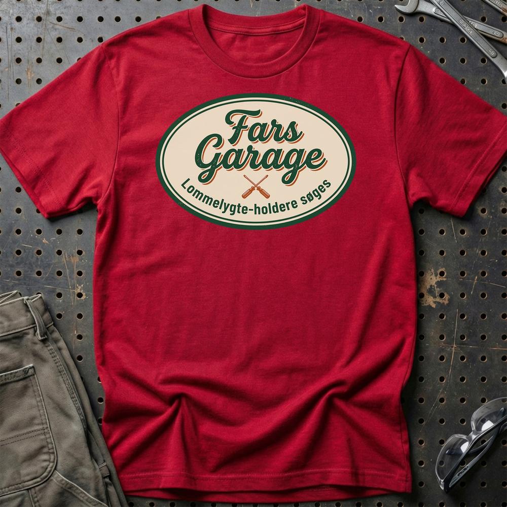 Fars Garage Lommelygte holdere søges T-Shirt-Beklædning-Garage Culture-Rød-S-Garage Culture Shop- garage - man cave - merchandise