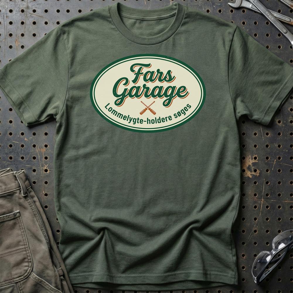 Fars Garage Lommelygte holdere søges T-Shirt-Beklædning-Garage Culture-Grøn Militær-S-Garage Culture Shop- garage - man cave - merchandise