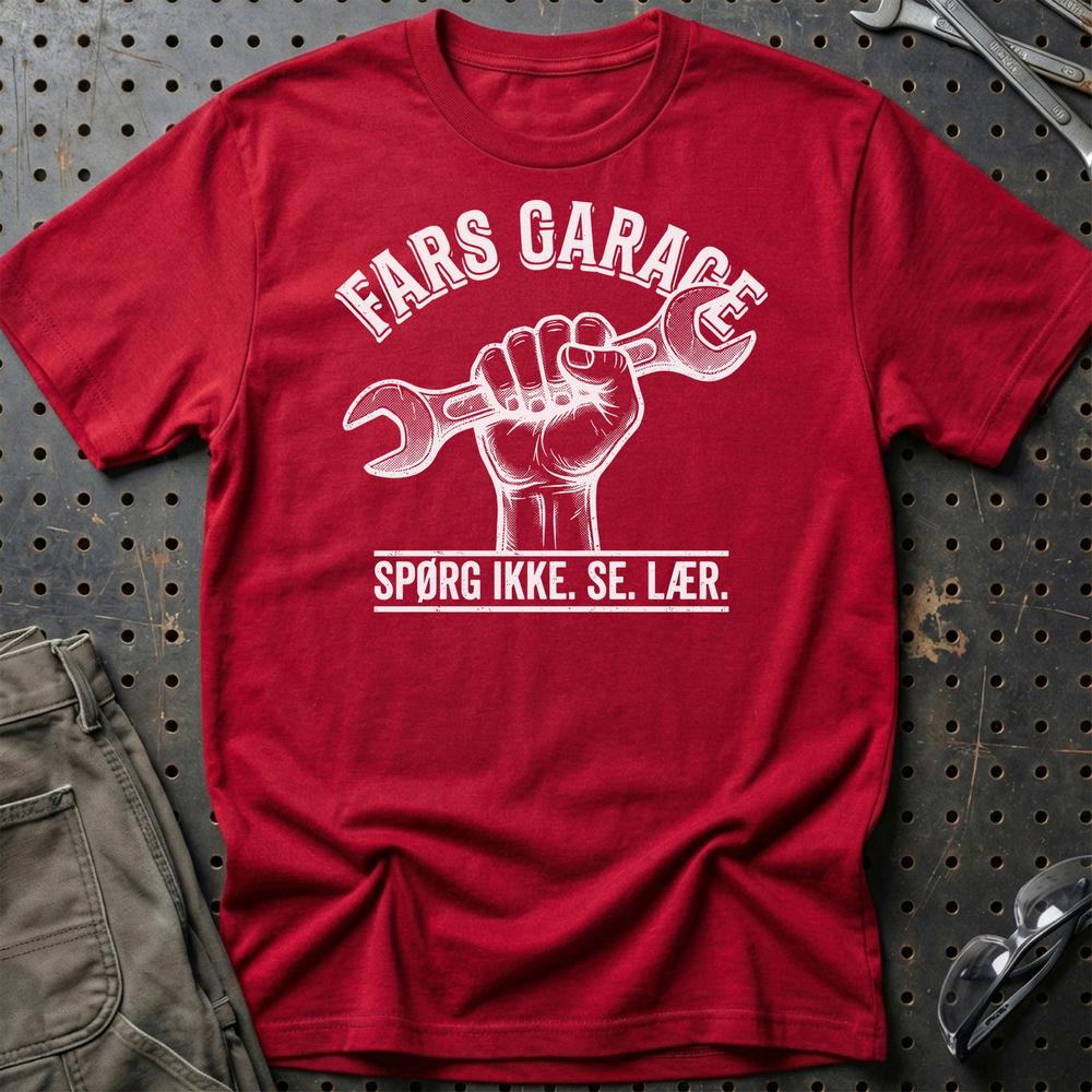 Fars Garage Spørg Ikke. Se. Lær. T-Shirt-Beklædning-Garage Culture-Rød-S-Garage Culture Shop- garage - man cave - merchandise