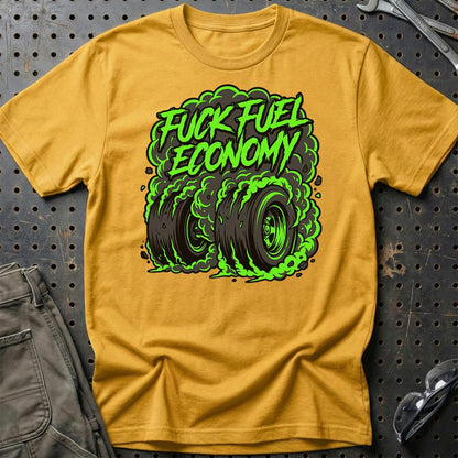 F*ck Fuel Economy Monster Tire Car Enthusiast - Unisex T-Shirt , Bomuld-Beklædning-Garage Culture-Guld-S-Garage Culture Shop- garage - man cave - merchandise