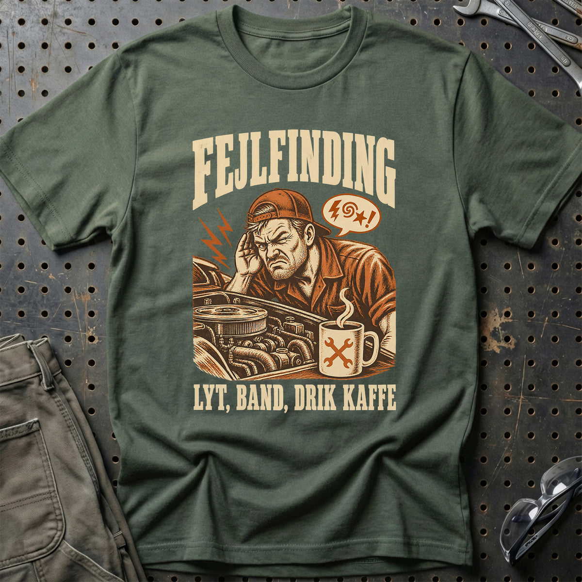 
Produktbillede af Fejlfinding – Lyt, band, drik kaffe T-Shirt