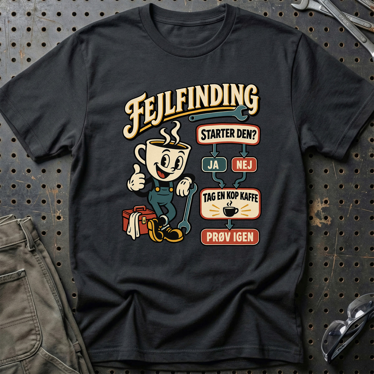 
Fejlfinding – Tag en kop kaffe – Prøv igen – Unisex T-Shirt – Sort