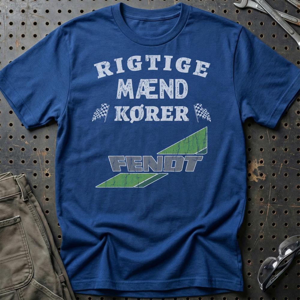 Fendt Rigtige Mænd Kører - Unisex T-Shirt , Bomuld-Beklædning-Fendt-Blå Royal-S-Garage Culture Shop- garage - man cave - merchandise