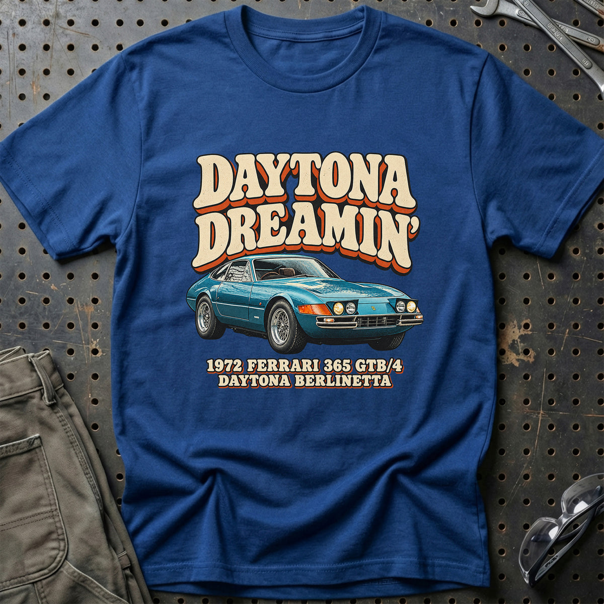 
Ferrari 365 GTB/4 Daytona 1972 – Daytona Dreamin’ T-Shirt – Blå Royal