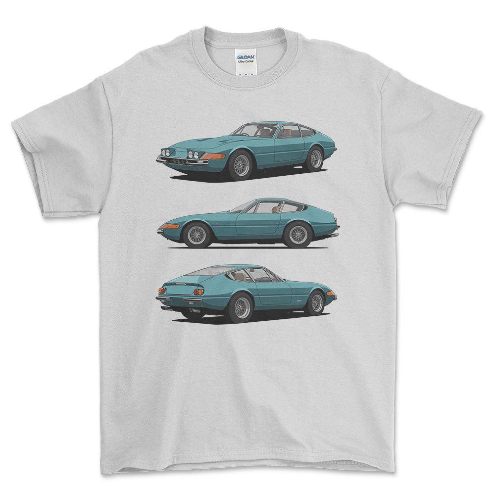 Ferrari 365 GTB/4 Daytona Berlinetta1972 - Unisex T-Shirt-Beklædning-Ferrari-Hvid-S-Forside-Garage Culture Shop- garage - man cave - merchandise