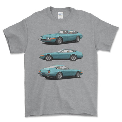 Ferrari 365 GTB/4 Daytona Berlinetta1972 - Unisex T-Shirt-Beklædning-Ferrari-Grå Sport-S-Forside-Garage Culture Shop- garage - man cave - merchandise