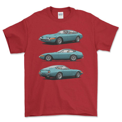 Ferrari 365 GTB/4 Daytona Berlinetta1972 - Unisex T-Shirt-Beklædning-Ferrari-Rød-S-Forside-Garage Culture Shop- garage - man cave - merchandise