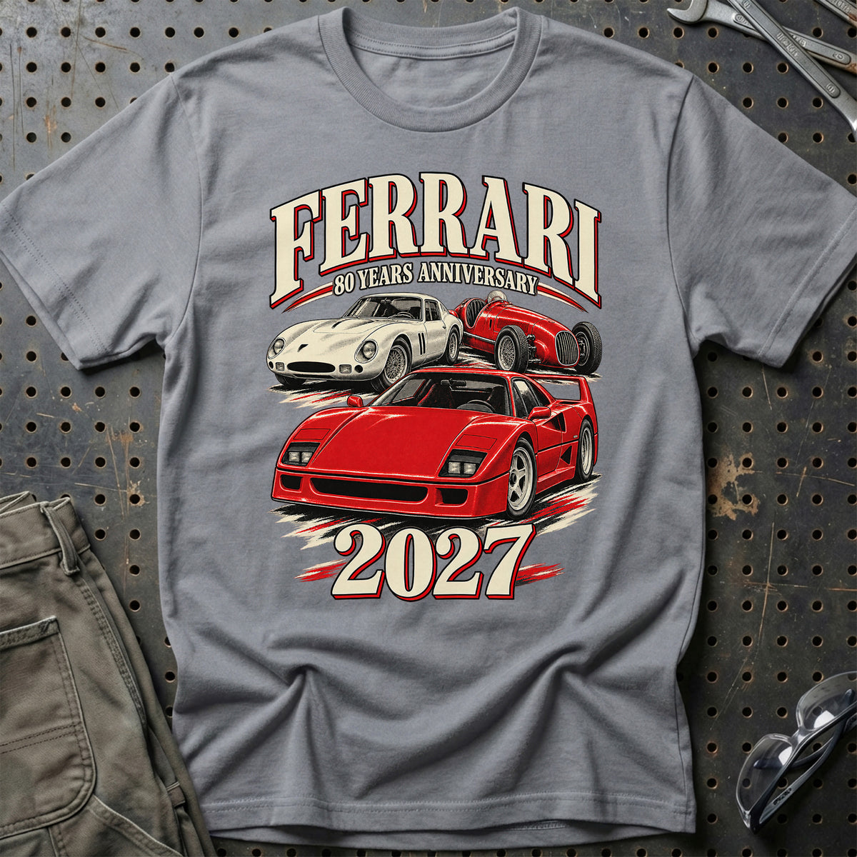 
Ferrari – 80 Years Anniversary 2027 T-Shirt – Grå Sport