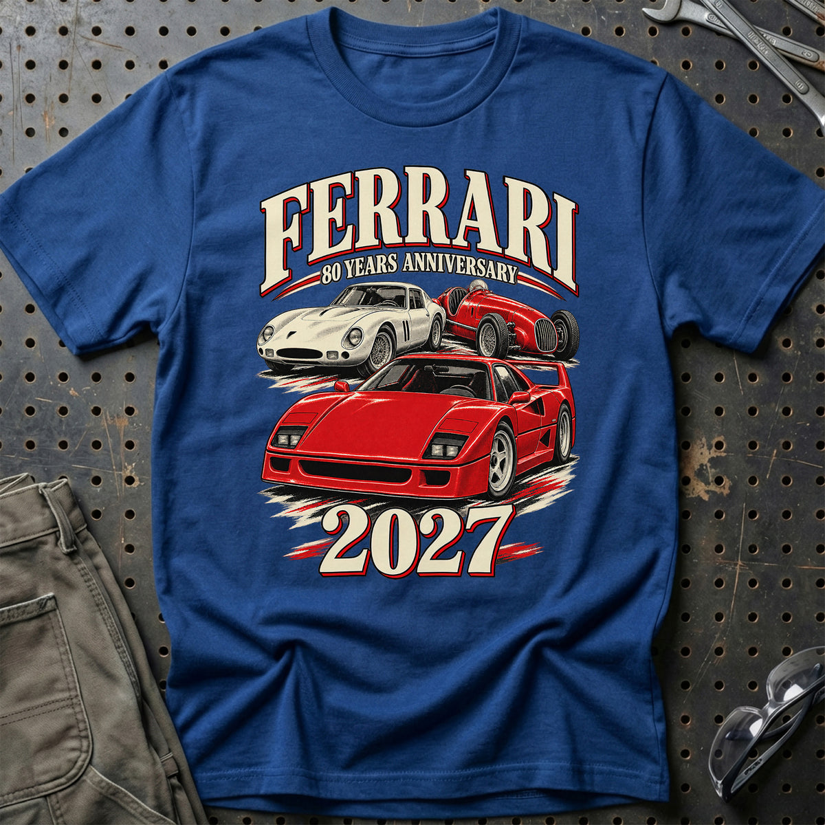 
Ferrari – 80 Years Anniversary 2027 T-Shirt – Blå Royal