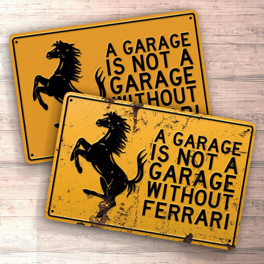 Ferrari A Garage Is Not A Garage Without Ferrari Skilte, Musemåtte, Dørmåtte , Plakat-Skilte-Ferrari-Garage Culture Shop- garage - man cave - merchandise