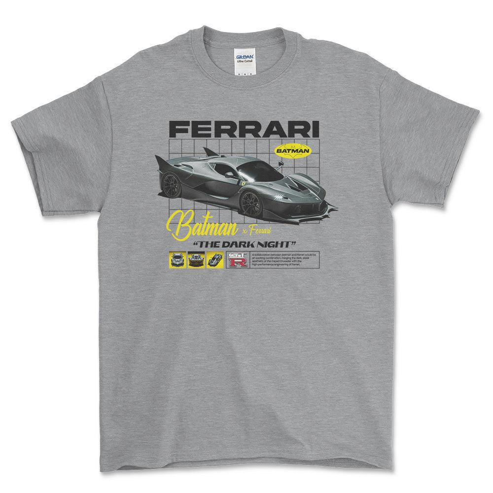 Ferrari Batman - Unisex T-Shirt , Bomuld-Beklædning-Ferrari-Grå Sport-S-Forside-Garage Culture Shop- garage - man cave - merchandise