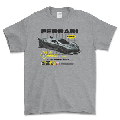 Ferrari Batman - Unisex T-Shirt , Bomuld-Beklædning-Ferrari-Grå Sport-S-Forside-Garage Culture Shop- garage - man cave - merchandise
