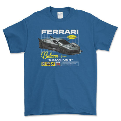 Ferrari Batman - Unisex T-Shirt , Bomuld-Beklædning-Ferrari-Blå Royal-S-Forside-Garage Culture Shop- garage - man cave - merchandise