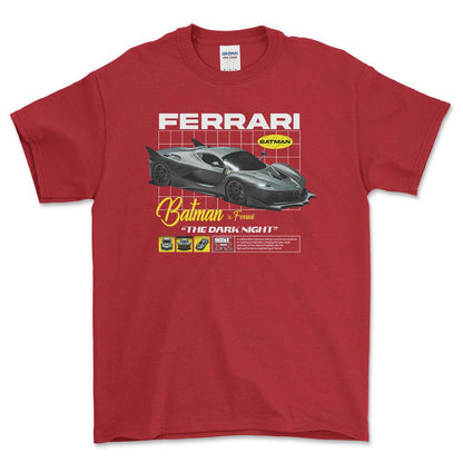 Ferrari Batman - Unisex T-Shirt , Bomuld-Beklædning-Ferrari-Rød-S-Forside-Garage Culture Shop- garage - man cave - merchandise
