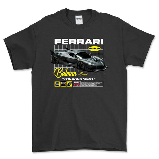 Ferrari Batman - Unisex T-Shirt , Bomuld-Beklædning-Ferrari-Sort-S-Forside-Garage Culture Shop- garage - man cave - merchandise