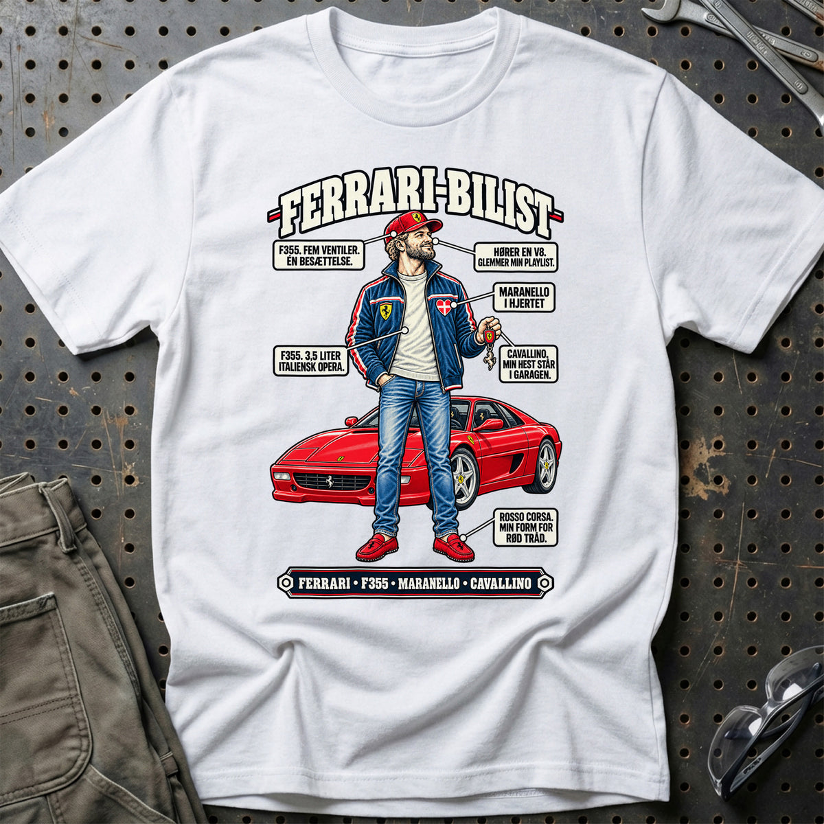 
Ferrari-Bilist T-Shirt – Hvid
