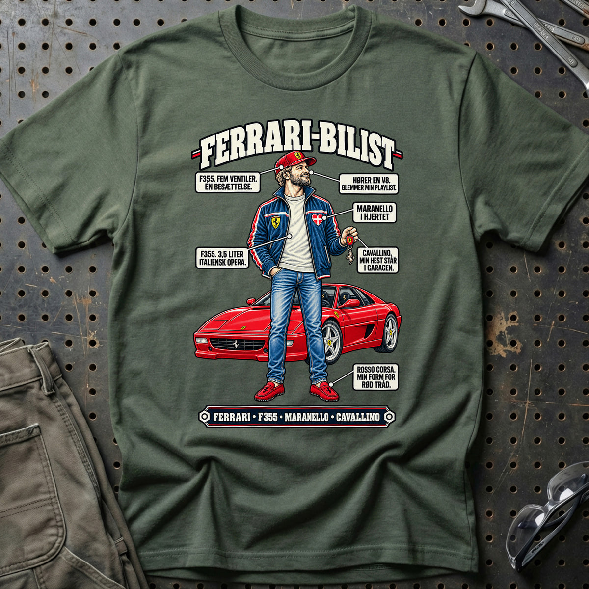 
Ferrari-Bilist T-Shirt – Grøn Militær