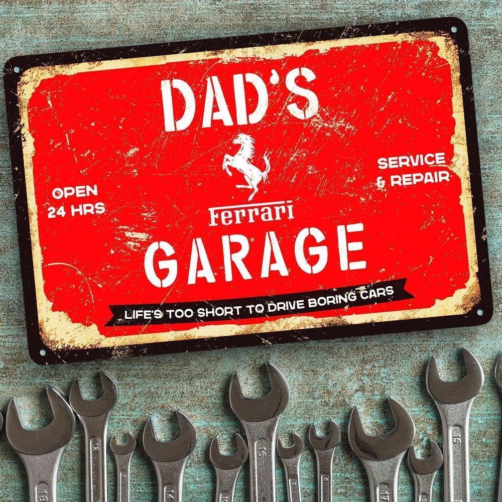 Ferrari Dads Garage Skilte, Musemåtte, Dørmåtte , Plakat-Skilte-Ferrari-Garage Culture Shop- garage - man cave - merchandise