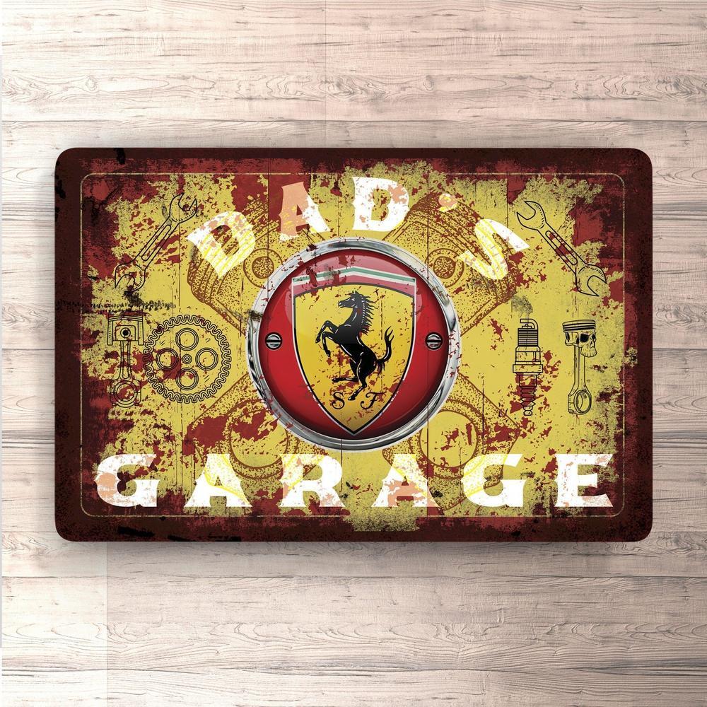 Ferrari Dads Garage Vintage Skilte, Musemåtte, Dørmåtte , Plakat-Skilte-Ferrari-Garage Culture Shop- garage - man cave - merchandise