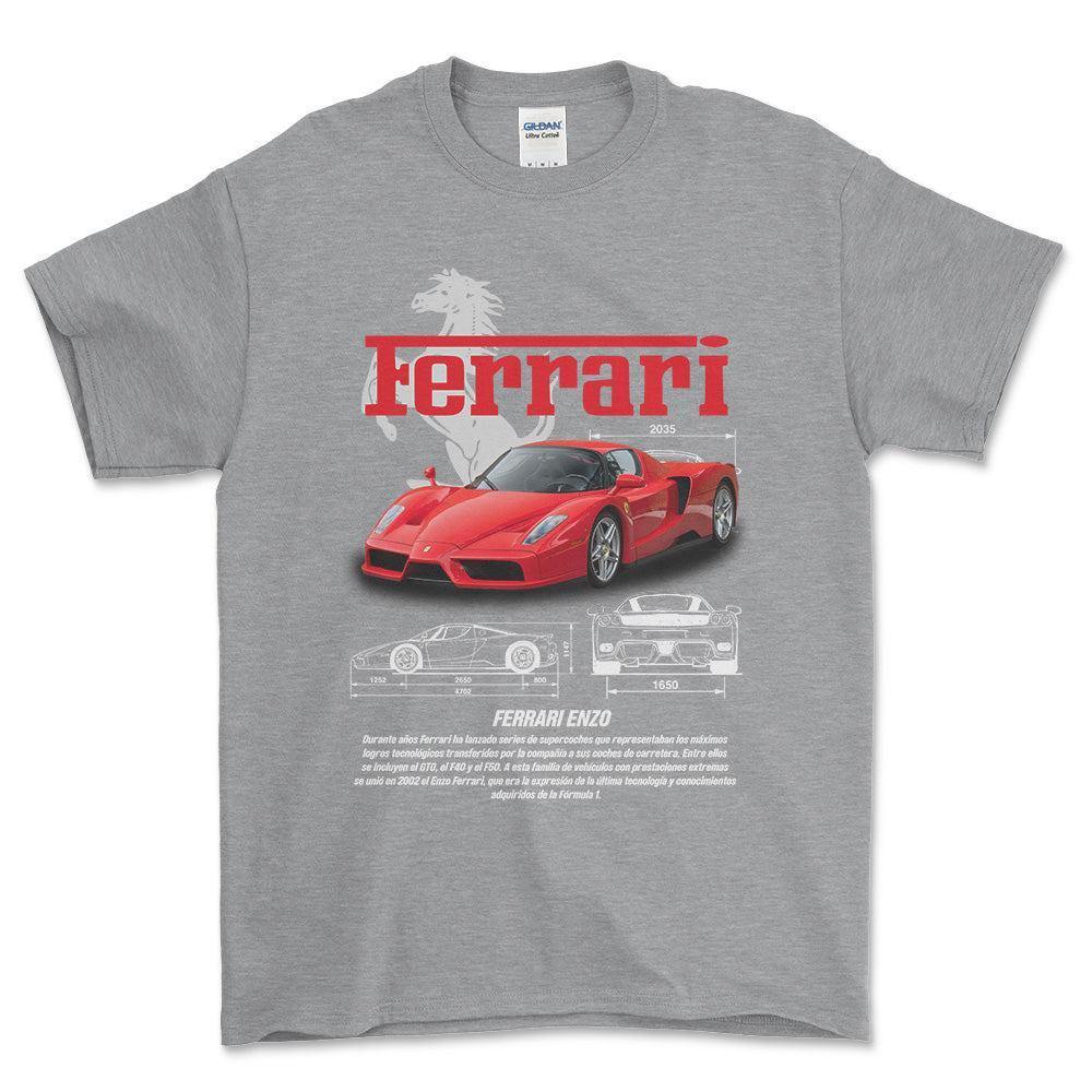 Ferrari Enzo - Unisex T-Shirt , Bomuld-Beklædning-Ferrari-Grå Sport-S-Forside-Garage Culture Shop- garage - man cave - merchandise
