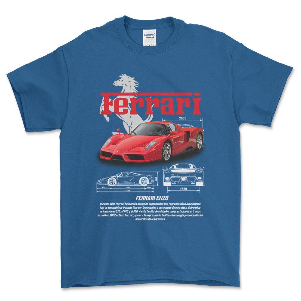 Ferrari Enzo - Unisex T-Shirt , Bomuld-Beklædning-Ferrari-Blå Royal-S-Forside-Garage Culture Shop- garage - man cave - merchandise