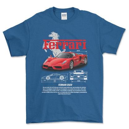 Ferrari Enzo - Unisex T-Shirt , Bomuld-Beklædning-Ferrari-Blå Royal-S-Forside-Garage Culture Shop- garage - man cave - merchandise