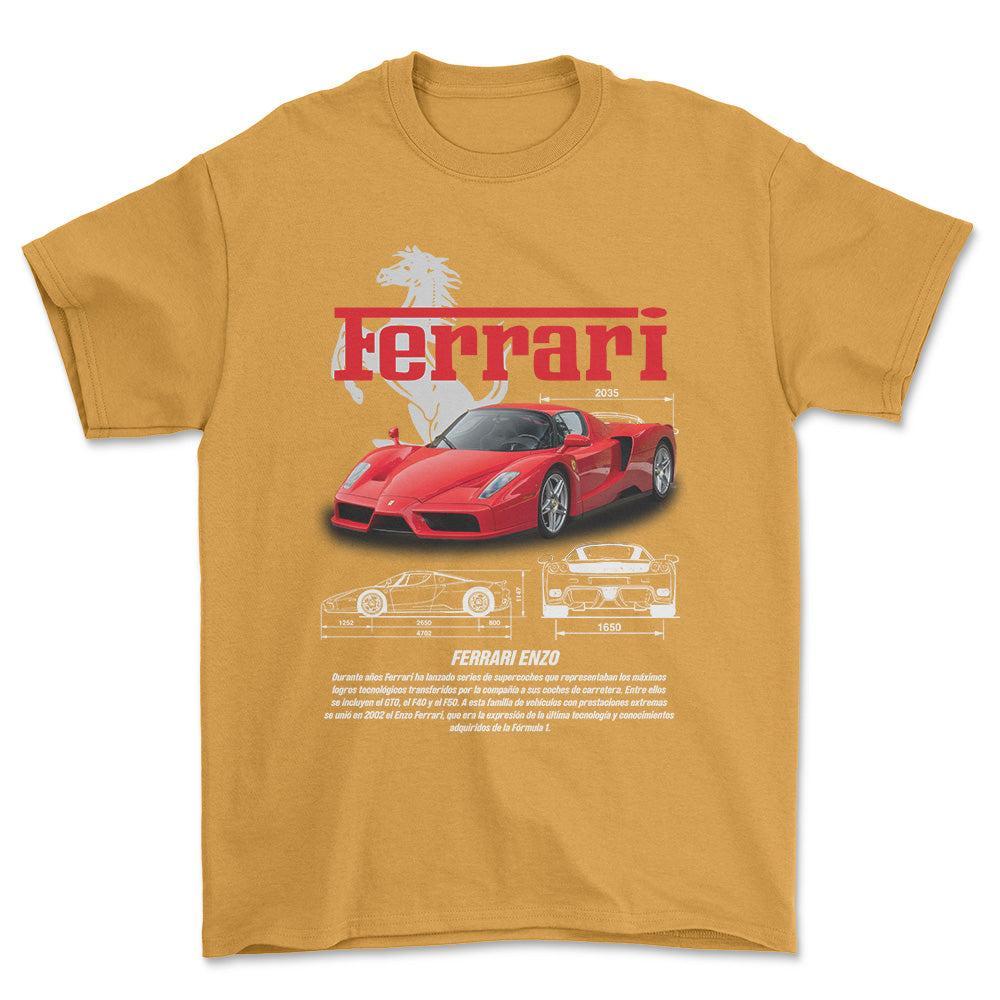 Ferrari Enzo - Unisex T-Shirt , Bomuld-Beklædning-Ferrari-Guld-S-Forside-Garage Culture Shop- garage - man cave - merchandise