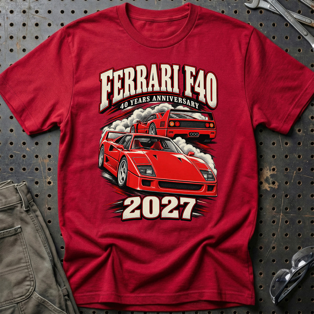 
Ferrari F40 – 40 Years Anniversary 2027 T-Shirt – Rød