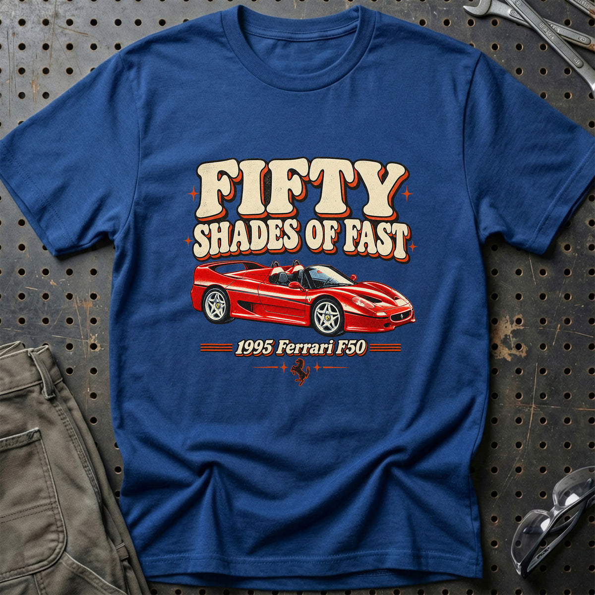 
Ferrari F50 1995 – Fifty Shades of Fast T-Shirt – Blå Royal