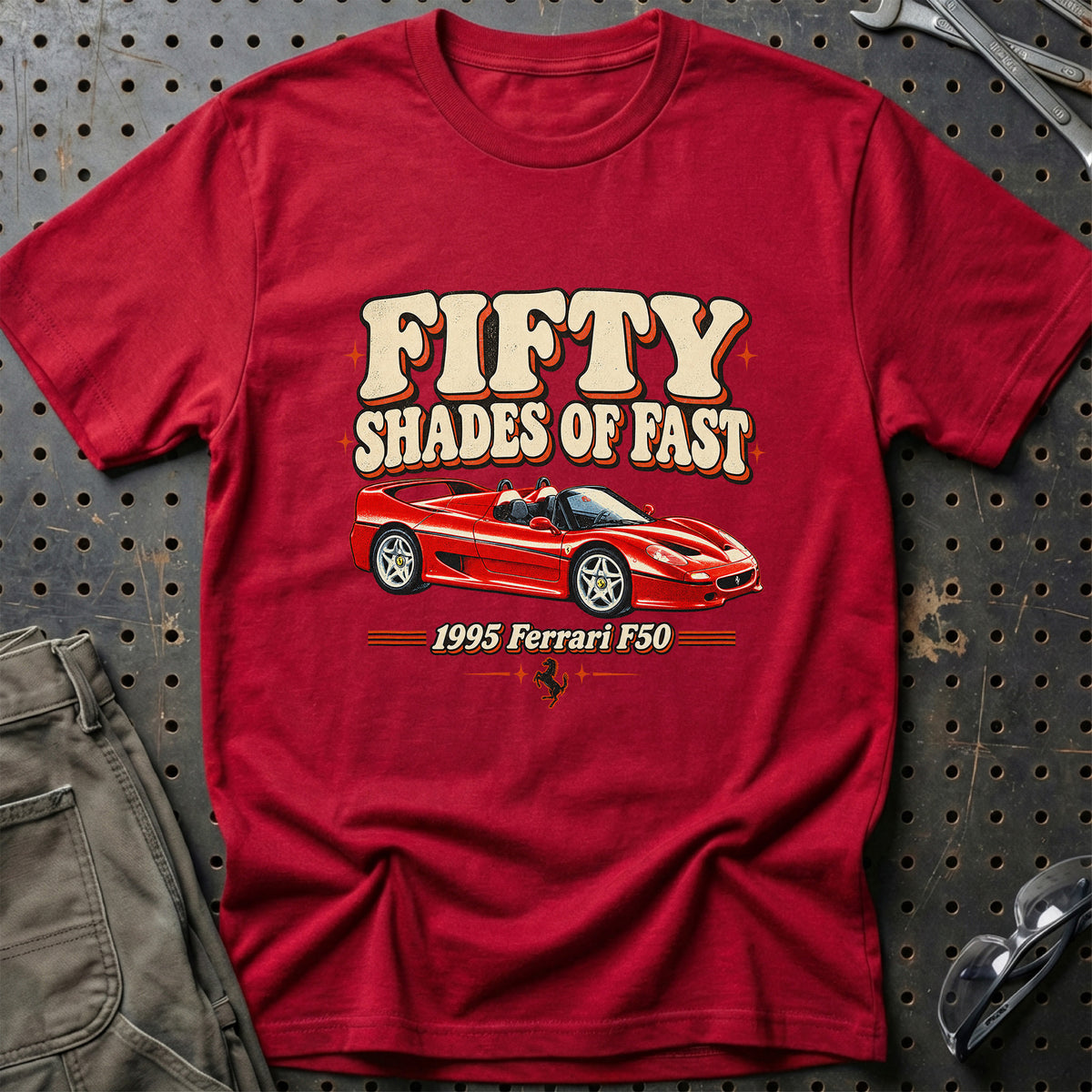 
Ferrari F50 1995 – Fifty Shades of Fast T-Shirt – Rød