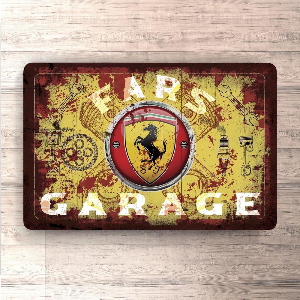 Ferrari Fars Garage Vintage Skilte, Musemåtte, Dørmåtte , Plakat-Skilte-Ferrari-Garage Culture Shop- garage - man cave - merchandise