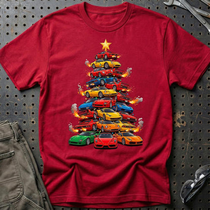 Ferrari Juletræ Christmas Tree - Unisex T-Shirt-Beklædning-Ferrari-Rød-S-Garage Culture Shop- garage - man cave - merchandise