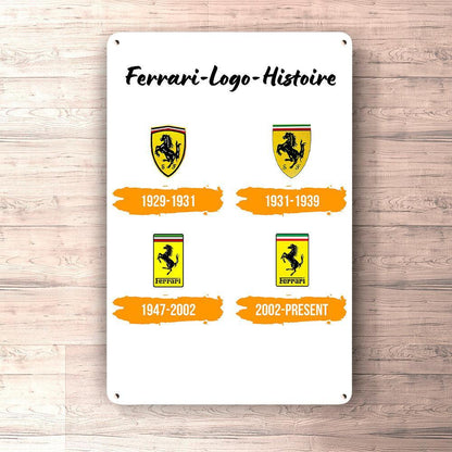 Ferrari Logo Histoire Skilte, Musemåtte, Dørmåtte-Skilte-Ferrari-Garage Culture Shop- garage - man cave - merchandise